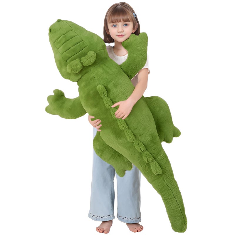 FFxiong 48 inch Green Large Alligator Stuffed Animal Long Body Pillow 4 ft Cute Giant Crocodile Plush Toy Gift for Kids Girl Boy Birthday Valentines - Image 3