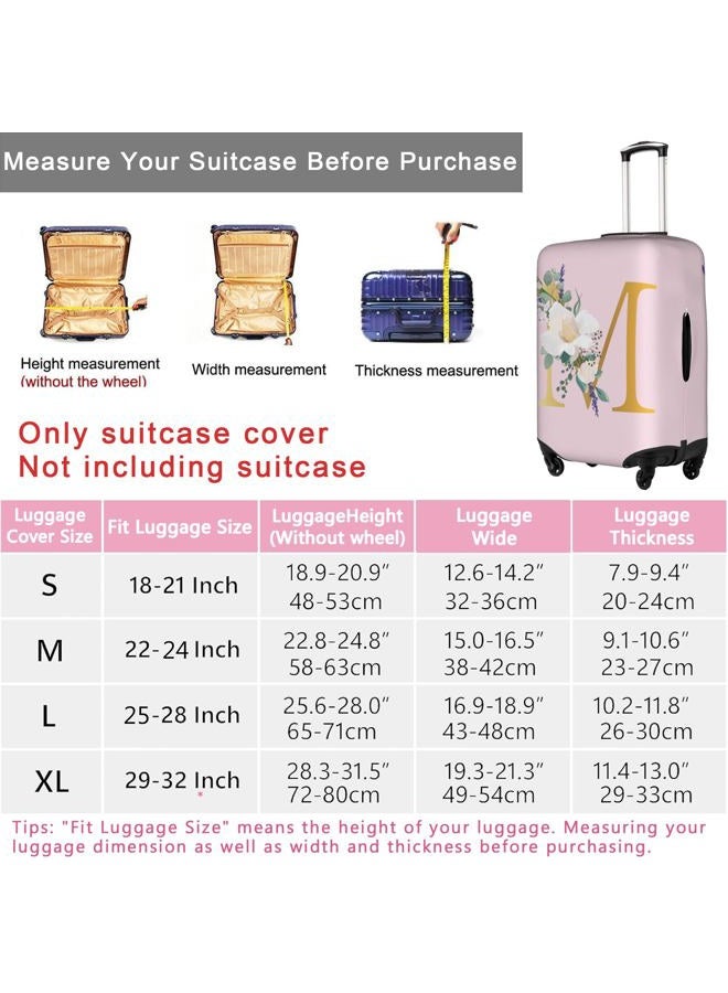 Flower Lette R Pink Luggage Cover Elastic Washable Stretch Suitcase Protector Anti-Scratch Travel Suitcase Cover for Kid and Adult M (22-24 inch suitcase) - Image 5