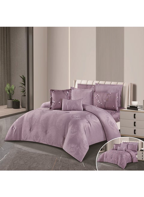 Comforter Set Made Of Soft Jacquard Silky Fabric With A Modern Distinctive And Prominent Pattern That Satisfies All Tastes 8 Pieces King Size