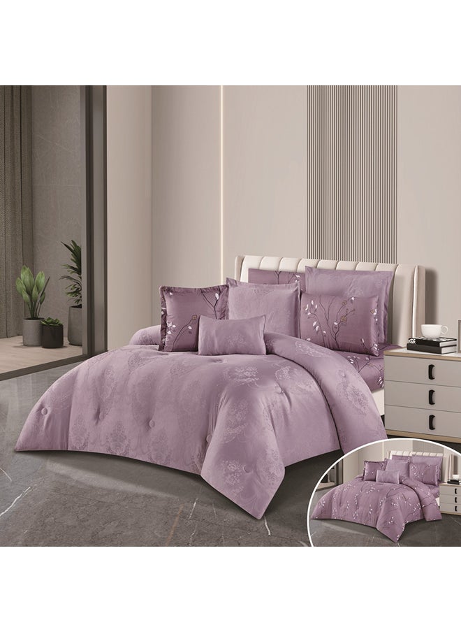 Comforter Set Made Of Soft Jacquard Silky Fabric With A Modern Distinctive And Prominent Pattern That Satisfies All Tastes 8 Pieces King Size