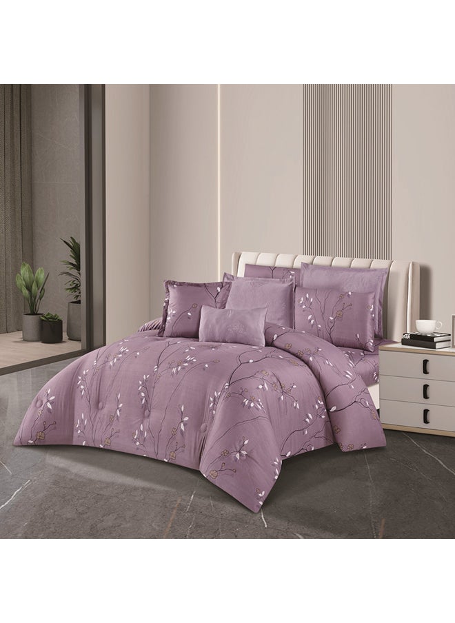 Comforter Set Made Of Soft Jacquard Silky Fabric With A Modern Distinctive And Prominent Pattern That Satisfies All Tastes 8 Pieces King Size