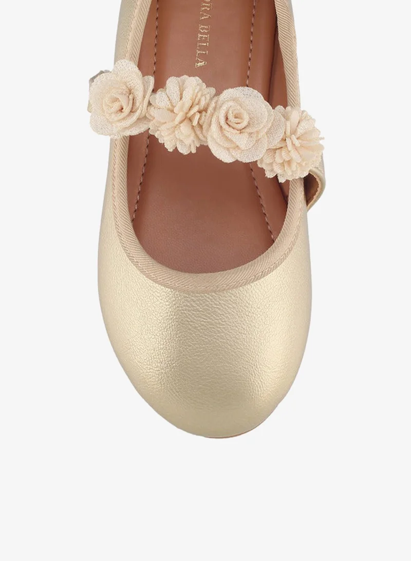 Flora Bella By Shoexpress Flora Bella Girls Floral Accent Hook & Loop Ballerina Shoes