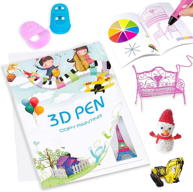 Vomika 3D Pen Printing Drawing Book, Reusable Colored 40 Pattern Thick Paper Templates with Two Clear Plate, 3D Painting Graffiti Stencils for DIY Gifts - Image 1
