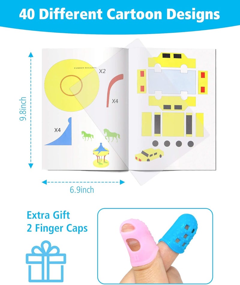 Vomika 3D Pen Printing Drawing Book, Reusable Colored 40 Pattern Thick Paper Templates with Two Clear Plate, 3D Painting Graffiti Stencils for DIY Gifts - Image 3