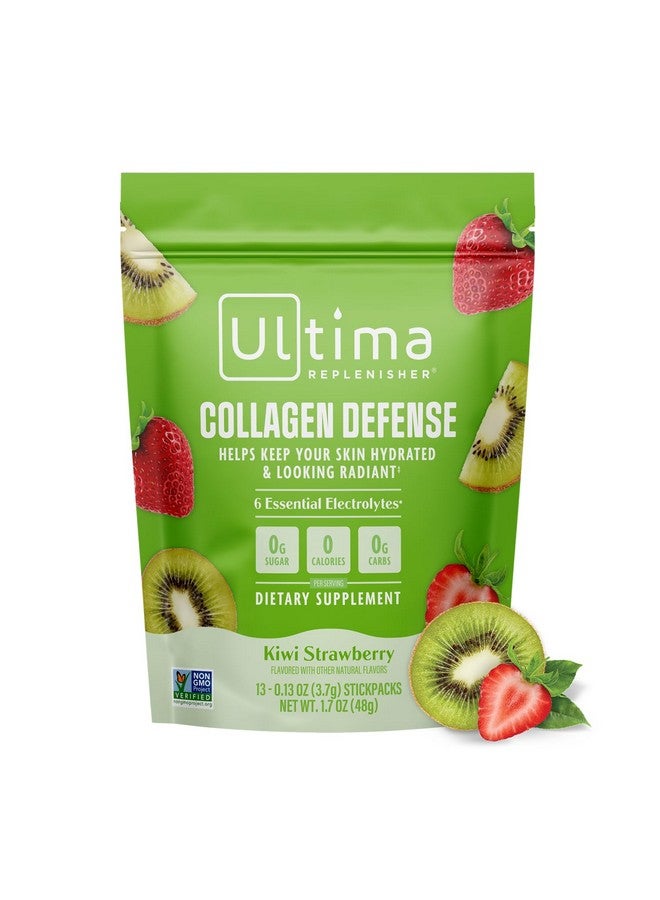 Ultima Replenisher Ultima Replenisher Collagen Defense Supplement and Electrolytes Powder - Kiwi Strawberry, 13 Stickpacks - Hydration Packets with Dermaval and Biotin that Keep Your Skin Hydrated and Looking Radiant - Image 1