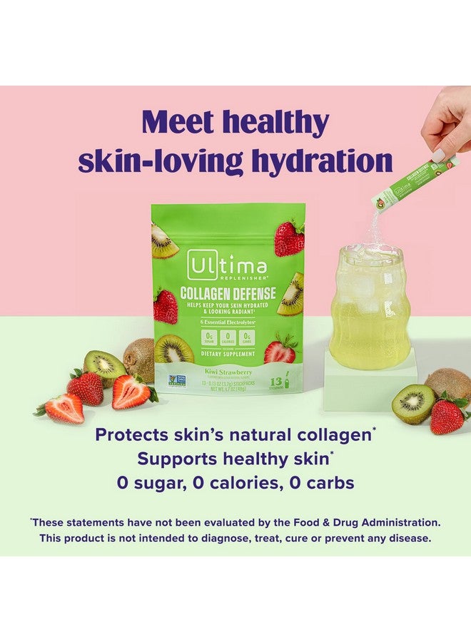 Ultima Replenisher Ultima Replenisher Collagen Defense Supplement and Electrolytes Powder - Kiwi Strawberry, 13 Stickpacks - Hydration Packets with Dermaval and Biotin that Keep Your Skin Hydrated and Looking Radiant - Image 3