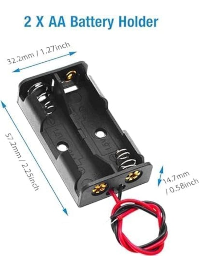 melfi Battery Holder Storage Box Case Aa/Aaa Batteries Container With Red And Black Wire Leads Abs Light Weight Battery Bank Case Aa 2 Port  - Image 3