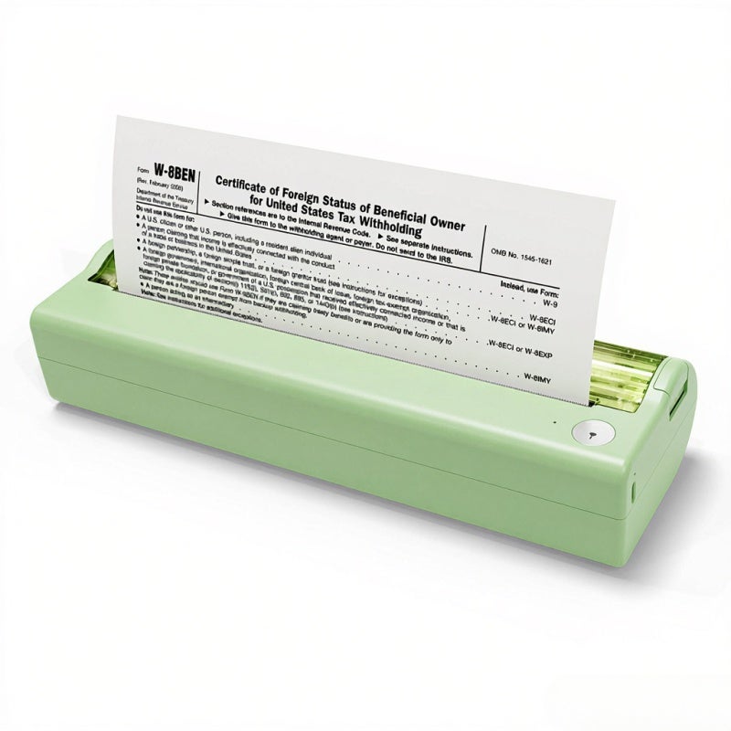 A4 Thermal Printer 203DPI Green - All In One High Compatibility Thermal Printer for Home Office Study Mobile Use - Image 1