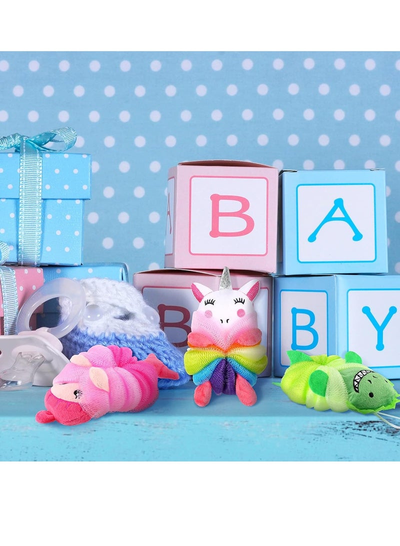 Tatuo 4 Pcs Animal Bath Loofahs Woman Body Loofah Cartoon Shower Loofahs Cute Bath Sponge Pouf Body Scrubbers Mesh Loofah Sponge for Shower Woman Washing Exfoliating, 4 Style - Image 4