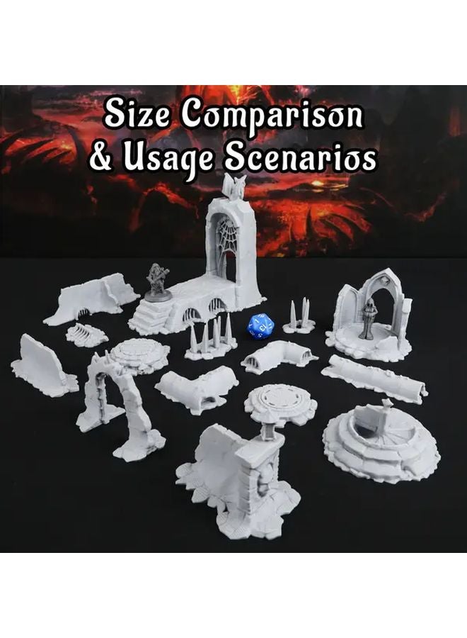 RF580 مجارى الغسق 28 ملم مجموعة تضاريس الزنزانة 15 قطعة منظر طبيعي من البلاستيك الرمادي المتين لحملات الطاولة في ألعاب أدوار DND - Image 2