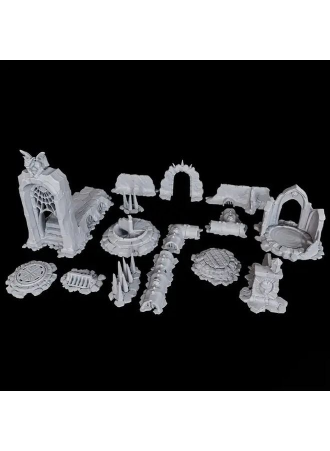 RF580 مجارى الغسق 28 ملم مجموعة تضاريس الزنزانة 15 قطعة منظر طبيعي من البلاستيك الرمادي المتين لحملات الطاولة في ألعاب أدوار DND - Image 4