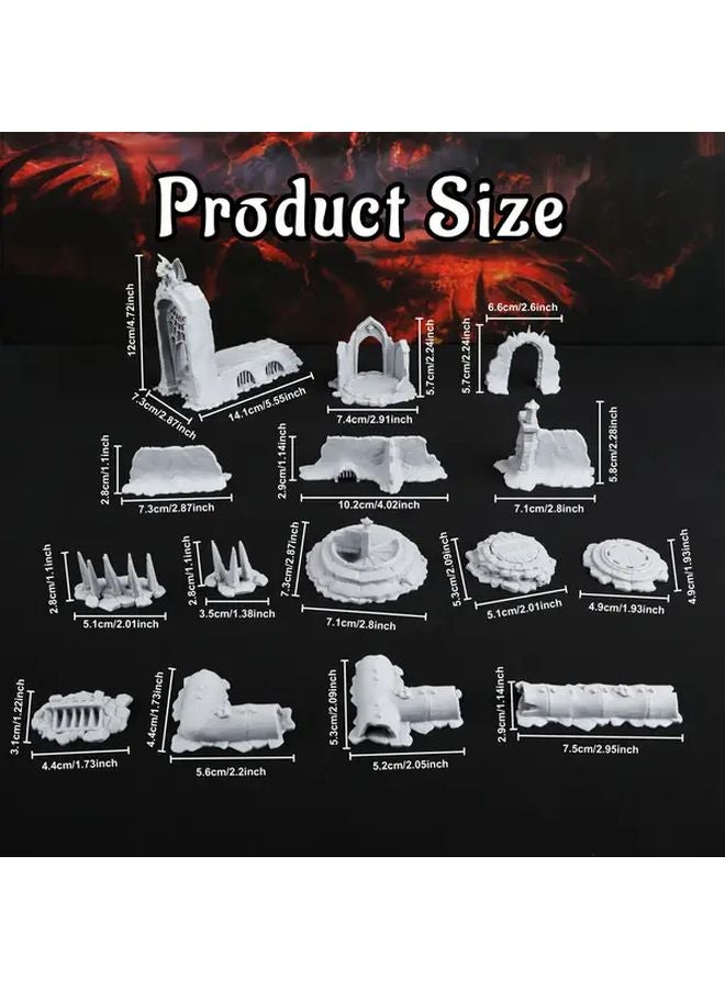 RF580 مجارى الغسق 28 ملم مجموعة تضاريس الزنزانة 15 قطعة منظر طبيعي من البلاستيك الرمادي المتين لحملات الطاولة في ألعاب أدوار DND - Image 3