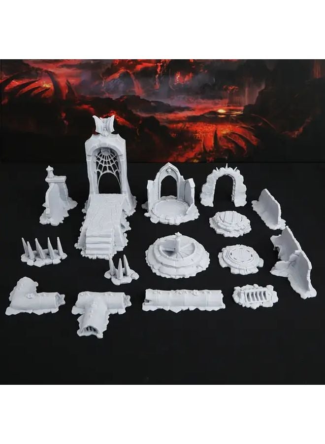 RF580 مجارى الغسق 28 ملم مجموعة تضاريس الزنزانة 15 قطعة منظر طبيعي من البلاستيك الرمادي المتين لحملات الطاولة في ألعاب أدوار DND - Image 1