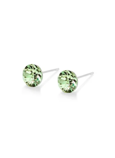 Seona Seona Aurora Austrian Crystal 6mm Stud Earrings for Women Hypoallergenic, Stainless Steel Stud Crystal Earrings, Comfortable for Sensitive Ears Premium Materials Tarnish-Free Earings, Small Stud Earrings - Chrysolite