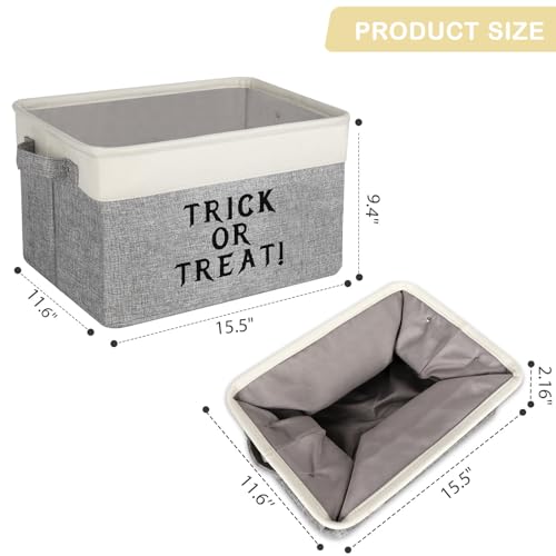 Lukeline Halloween Boo Basket with Handles Personalized Trick or Treat Storage Baskets Organizer Halloween Basket Gifts Organizing for Home Decor TRICK OR TREAT - Image 3
