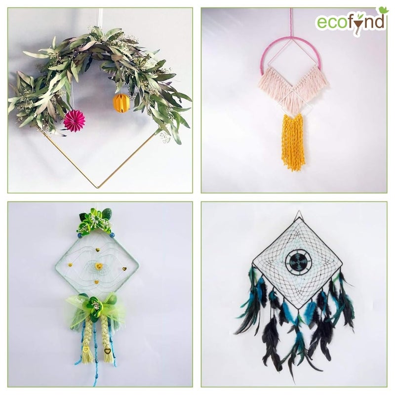 ecofynd 8pcs Square Metal Crafts Hoops, Gold Dream Catcher Rings Supplies, Macrame Creations Ring for Wreath Crafts, DIY Projects handicrafts Decoration Wall Hanging Craft (Sizes- 2,4,6,8 Inches) - Image 3