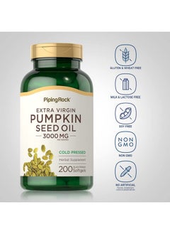 Piping Rock Pumpkin Seed Oil Extract 3000Mg ; 200 Softgel Capsules ; Cold Pressed Herbal Supplement ; Extra Virgin ; Nongmo Gluten Free  - Image 4