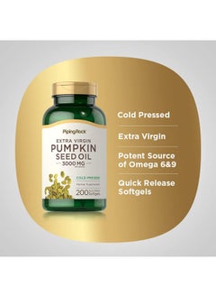Piping Rock Pumpkin Seed Oil Extract 3000Mg ; 200 Softgel Capsules ; Cold Pressed Herbal Supplement ; Extra Virgin ; Nongmo Gluten Free  - Image 5