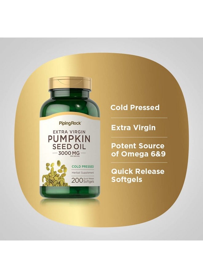 Piping Rock Pumpkin Seed Oil Extract 3000Mg ; 200 Softgel Capsules ; Cold Pressed Herbal Supplement ; Extra Virgin ; Nongmo Gluten Free  - Image 5