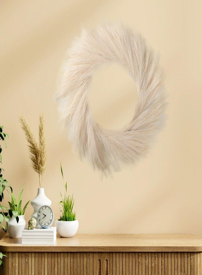 BSOKEIXD 27” Beige Pampas Grass Wreath for All Seasons ，for Front Door, Porch, Window，for DIY Arrangement Farmhouse Beach Boho Table Centerpieces Bathroom Bedroom Decor Fall - Image 1