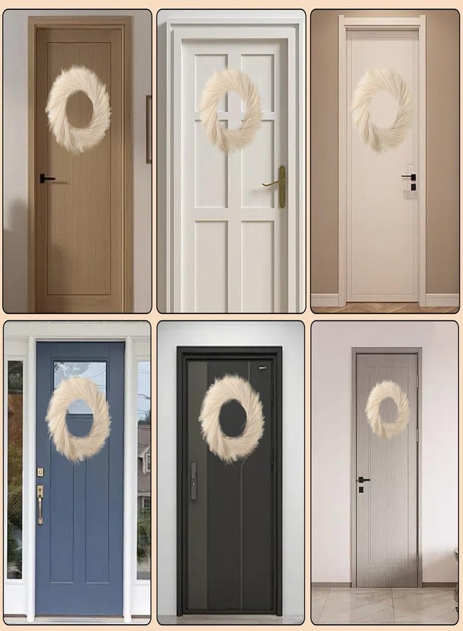 BSOKEIXD 27” Beige Pampas Grass Wreath for All Seasons ，for Front Door, Porch, Window，for DIY Arrangement Farmhouse Beach Boho Table Centerpieces Bathroom Bedroom Decor Fall - Image 3