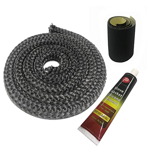 Protalwell Wood Stove Gasket, 7/8" Wood Stove Door Gasket Kit, Gasket Rope Replacement for Stove or Fireplace Doors, Grey Color Fiberglass Gasket - Image 1