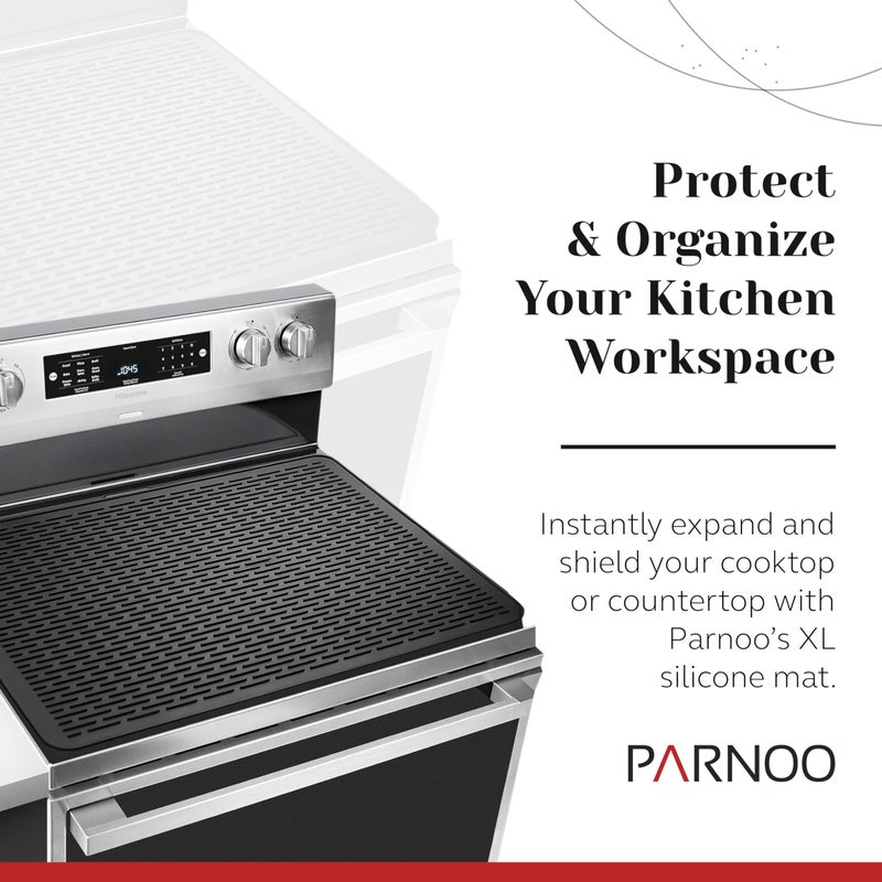 PARNOO Silicone Stove Top Cover for Electric Stove â€“ Heatâ€‘Resistant Glass Top Stove Protector Mat â€“ Universal Flat Top Stove Cover, Black 28â€ x 20â€ - Image 2