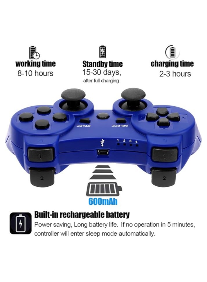 2 Wireless Controllers for PlayStation 3 with Charger Cord (Black + blue) - Image 4