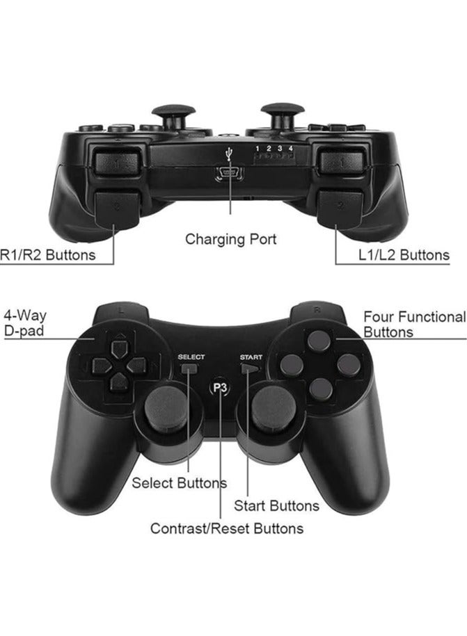 2 Wireless Controllers for PlayStation 3 with Charger Cord (Black + blue) - Image 5