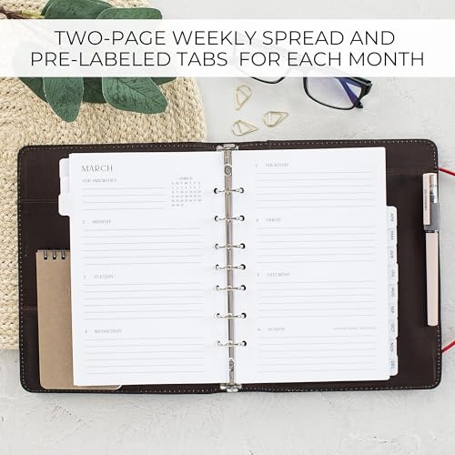ZICOTO Beautiful 2026 Daily Planner Inserts for 7 Ring Binders – Durable A5 Paper Refill Set 5.5" x 8.3" - Refills Incl. Tabs & Monthly Calendar Spreads - From January 2026 - December 2026 - Image 5