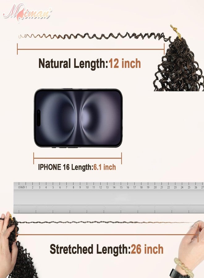 MIMAN 6 Packs 12 Inch Pre-looped Yanky Twist Crochet Hair for Women Synthetic Ombre Brown Curly Micro Spring Passion Twist Crochet Hair Extensions for DIY Mohawk Afro Braided Hairstyle - Image 4