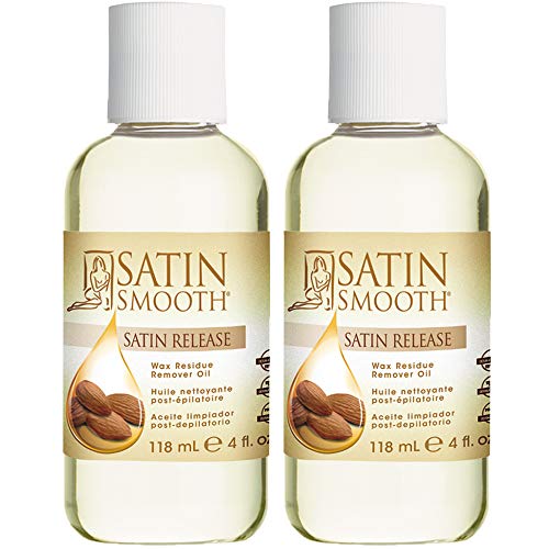 Satin Smooth Satin Release Wax Residue Remover Oil AlmondInfused PostWaxing Oil Skin Care 4 fl oz 2Pack