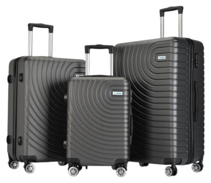 طقم شنط سفر من 3 قطع، مقاسات 20-24-28، هيكل صلب من مادة ABS + بولي كربونات وبتصميم قابلة للتوسيع وبعجلات دوارة وقفل TSA (رمادي داكن) - Image 1