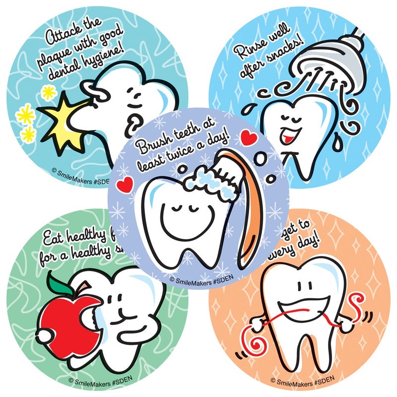 SmileMakers Simple Dental Stickers - Prizes and Giveaways - 100 per Pack - Image 1