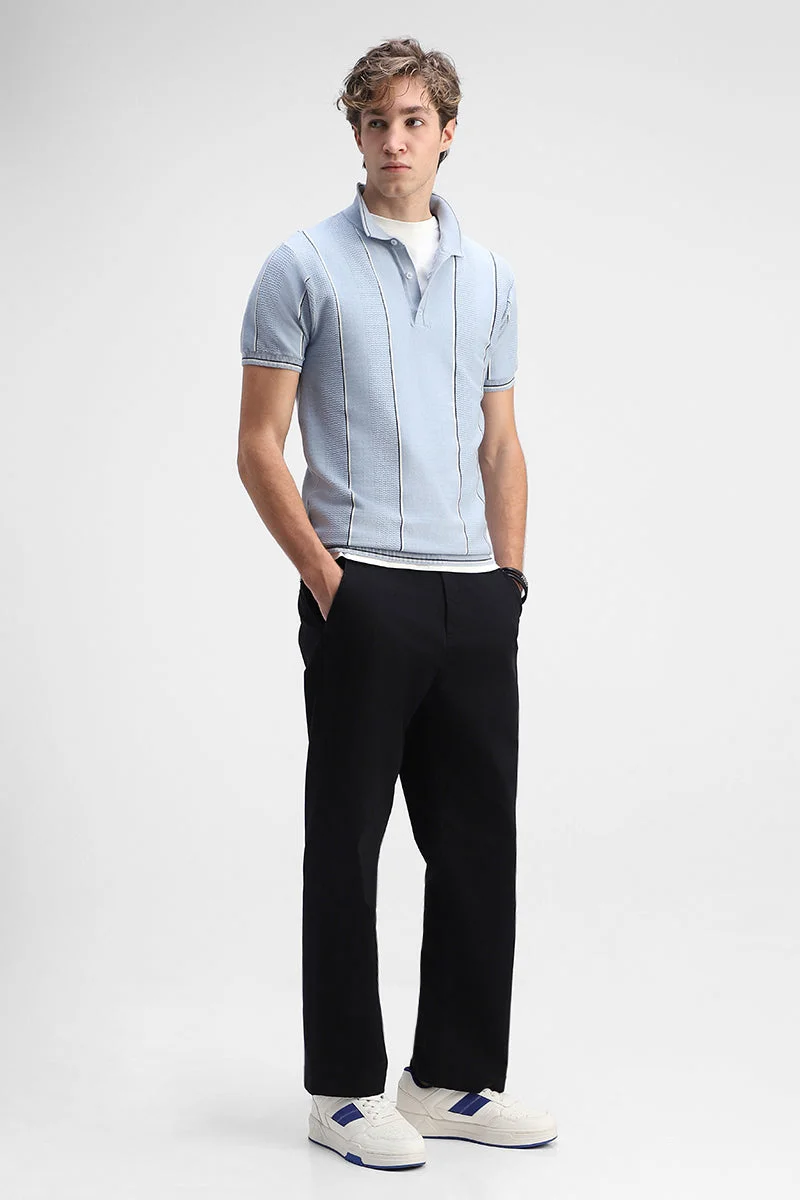 SNITCH Black Stretch Relaxed Fit Trousers for Men | Best Price UAE