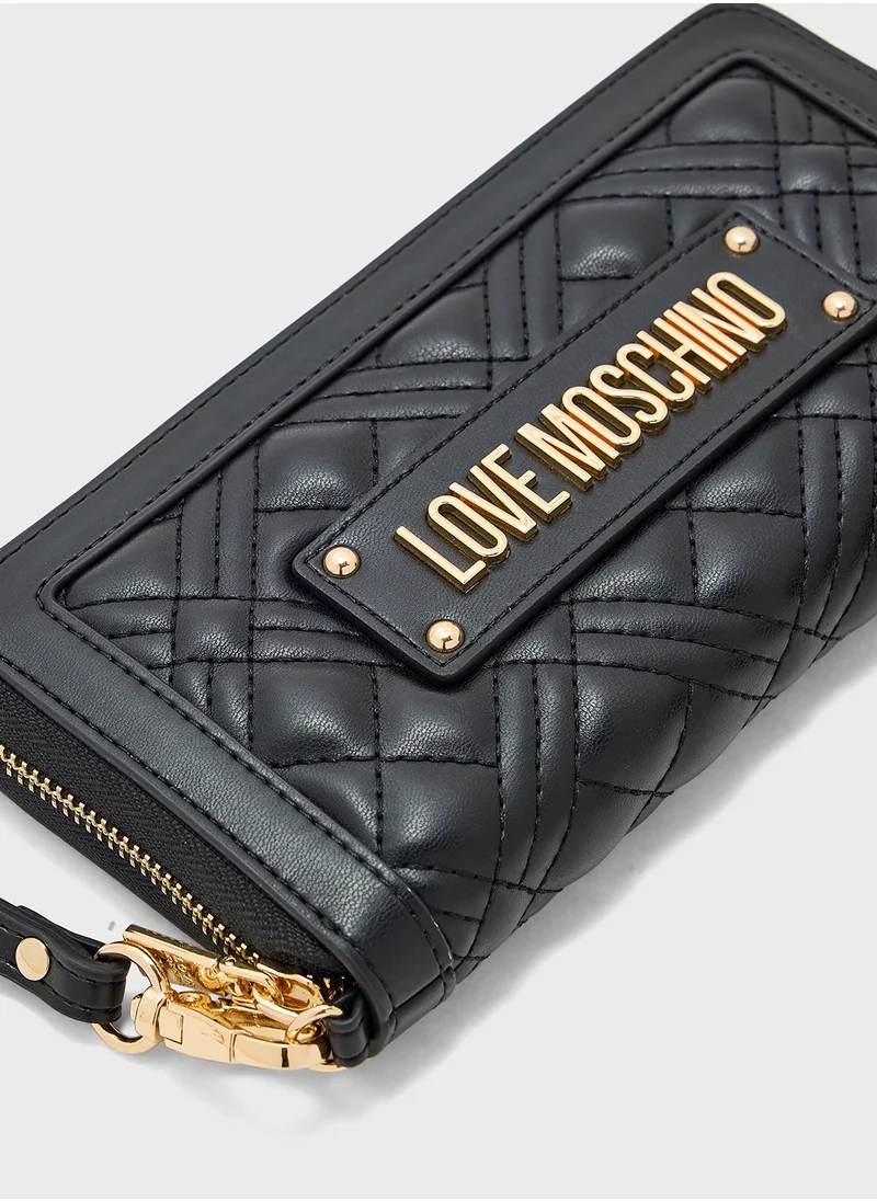 Love Moschino Quilted Zip Over Clutche