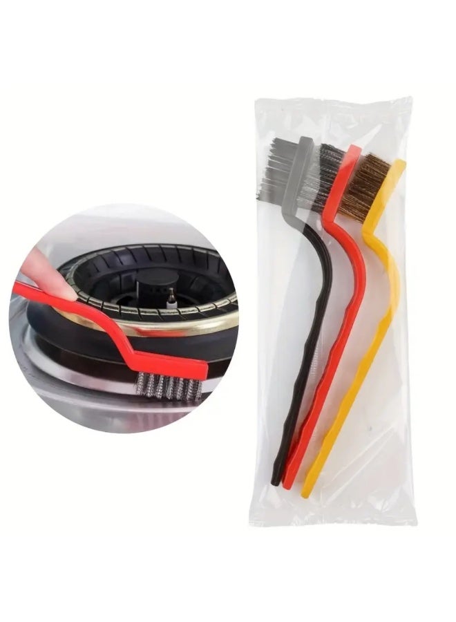 AMM 3pcs Wire Brush Set – Stainless Steel, Brass & Nylon Cleaning Brushes for Kitchen & Rust Removal - Image 4