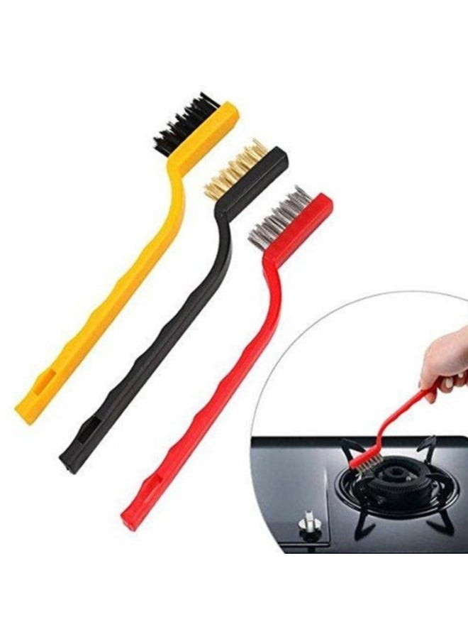AMM 3pcs Wire Brush Set – Stainless Steel, Brass & Nylon Cleaning Brushes for Kitchen & Rust Removal - Image 2