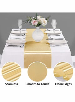 Excefore Satin Table Runner, Sequin Table Runner Gold Sequin Table Cloth for Rectangle Tables Sparkle Table Covers for Wedding Engagement Birthday Party Holiday Decorations Baby Shower (12" x 72")  - Image 4