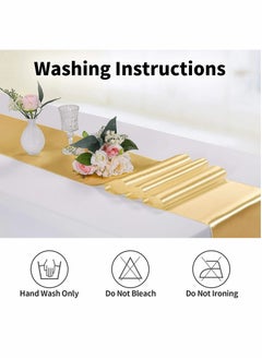 Excefore Satin Table Runner, Sequin Table Runner Gold Sequin Table Cloth for Rectangle Tables Sparkle Table Covers for Wedding Engagement Birthday Party Holiday Decorations Baby Shower (12" x 72")  - Image 5