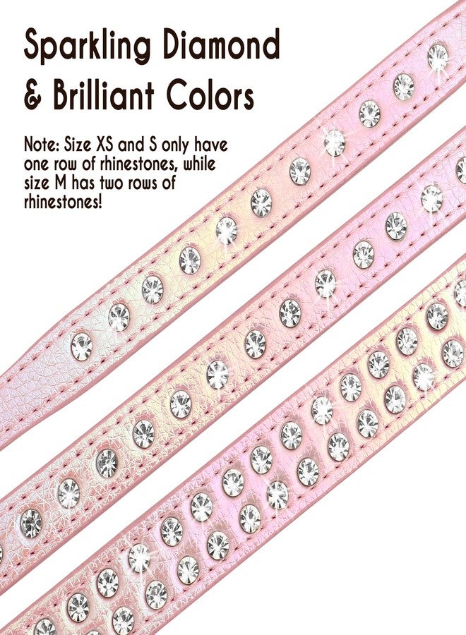 Beirui Bling Rhinestone Dog Collar with Studded Diamonds for Small Medium Dogs Cats,Cute Bedazzled PU Leather Dog Collar with Sparkling Crystals for Girl Boy Puppies,Purple,XS - Image 2