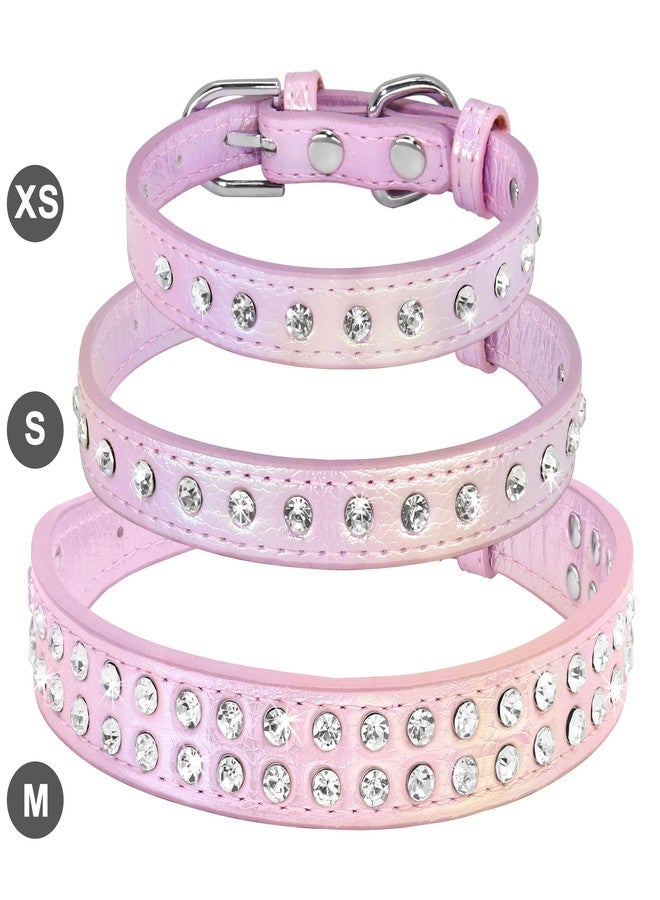 Beirui Bling Rhinestone Dog Collar with Studded Diamonds for Small Medium Dogs Cats,Cute Bedazzled PU Leather Dog Collar with Sparkling Crystals for Girl Boy Puppies,Purple,XS - Image 3