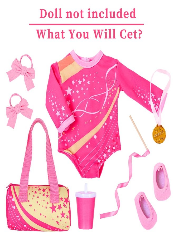 UNICORN ELEMENT 18 Inch Doll Gymnastics Clothes Set - Accessories for 18 Inch Dolls, Total 8 Pcs - Star Shaped Pattern Leotard, Gym Bag Headband, Gift for Girls (No Dolls) - Image 2