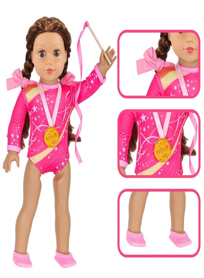 UNICORN ELEMENT 18 Inch Doll Gymnastics Clothes Set - Accessories for 18 Inch Dolls, Total 8 Pcs - Star Shaped Pattern Leotard, Gym Bag Headband, Gift for Girls (No Dolls) - Image 3