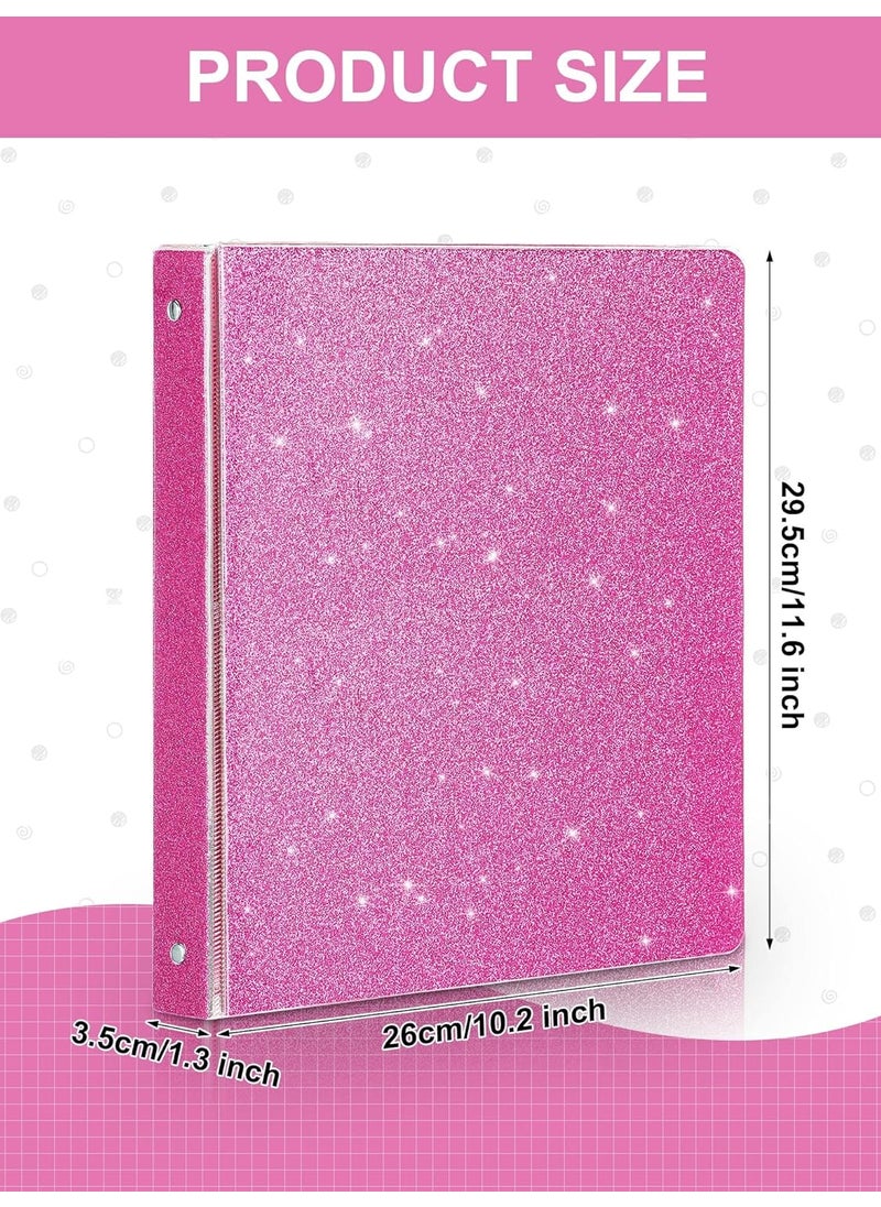 Zhehao Zhehao 4 Pieces 3 Ring Binder Glitter 1 Inch Round Ring Binder Organizer Cute Office Accessories for Office 1161 x 1024 x 138 Inches Gold Rose Pink Rose Gold Light Blue  - Image 2