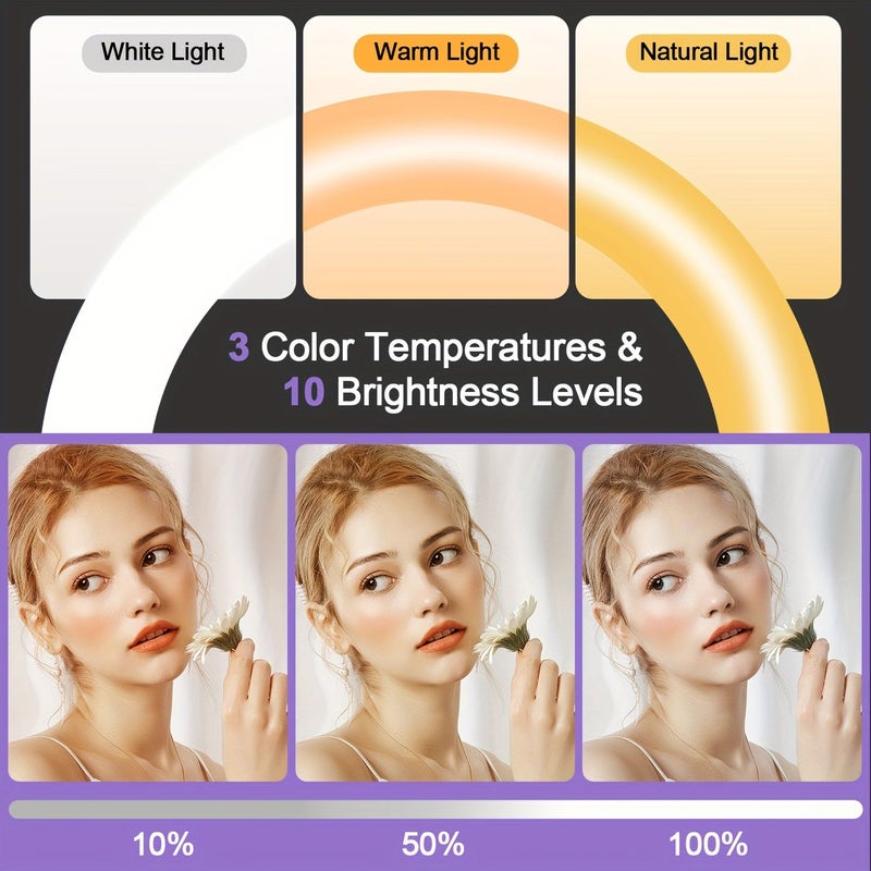 ZOMEI ضوء حلقة LED أسود 10 بوصة مع حامل ثلاثي القوائم 43 بوصة 38 وضع لوني إمداد طاقة USB - Image 4