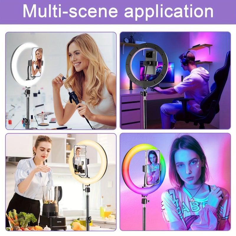 ZOMEI ضوء حلقة LED أسود 10 بوصة مع حامل ثلاثي القوائم 43 بوصة 38 وضع لوني إمداد طاقة USB - Image 5