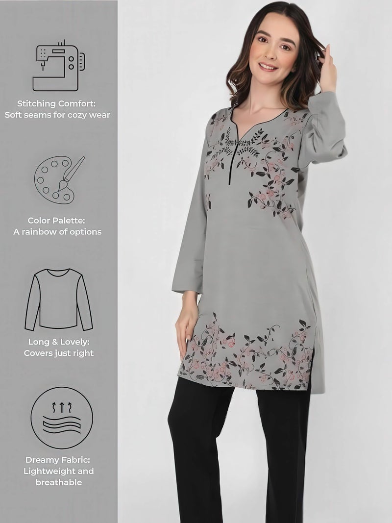 Duchess Women's Cotton Blend Printed Night Suit Pack Of 2 (Fbansa701Gryxl_Grey, Black_Xl, Relaxed, Xlarge) - Image 4
