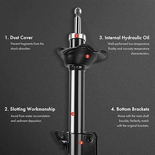 A-Premium Front Pair (2) Shock Struts Absorber Compatible with Honda Civic CRX 1988-1991 & Acura Integra 1990-1993, Driver and Passenger Side - Image 3