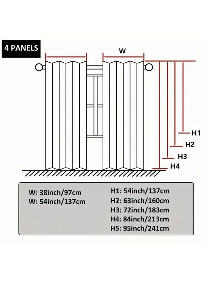 Red Filter Curtain Set 4 Panels 37x63 Inches with Rod Top for Living Room Bedroom - Image 3